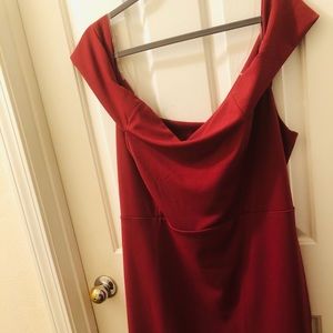 off the shoulder Pale burgundy knee length dress